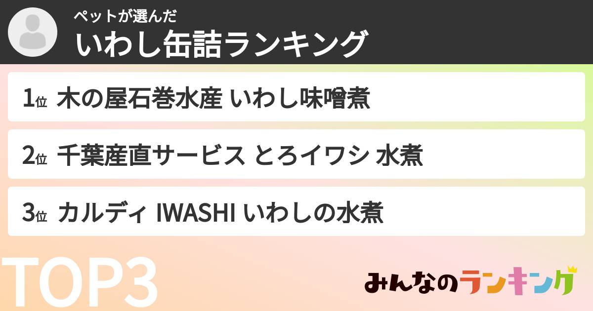ペットさんの「いわし缶詰ランキング」