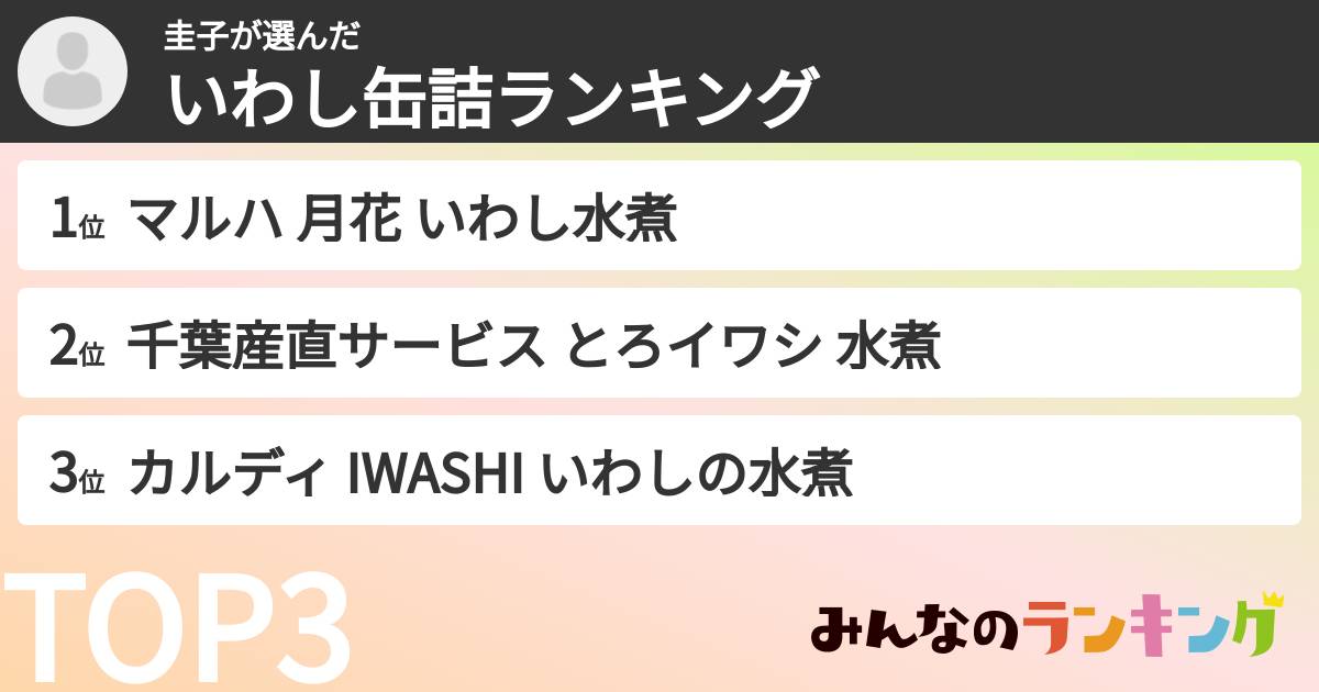 圭子さんの「いわし缶詰ランキング」