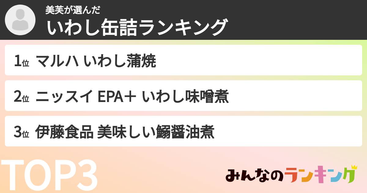 美芙さんの「いわし缶詰ランキング」