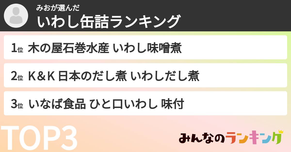 みおさんの「いわし缶詰ランキング」