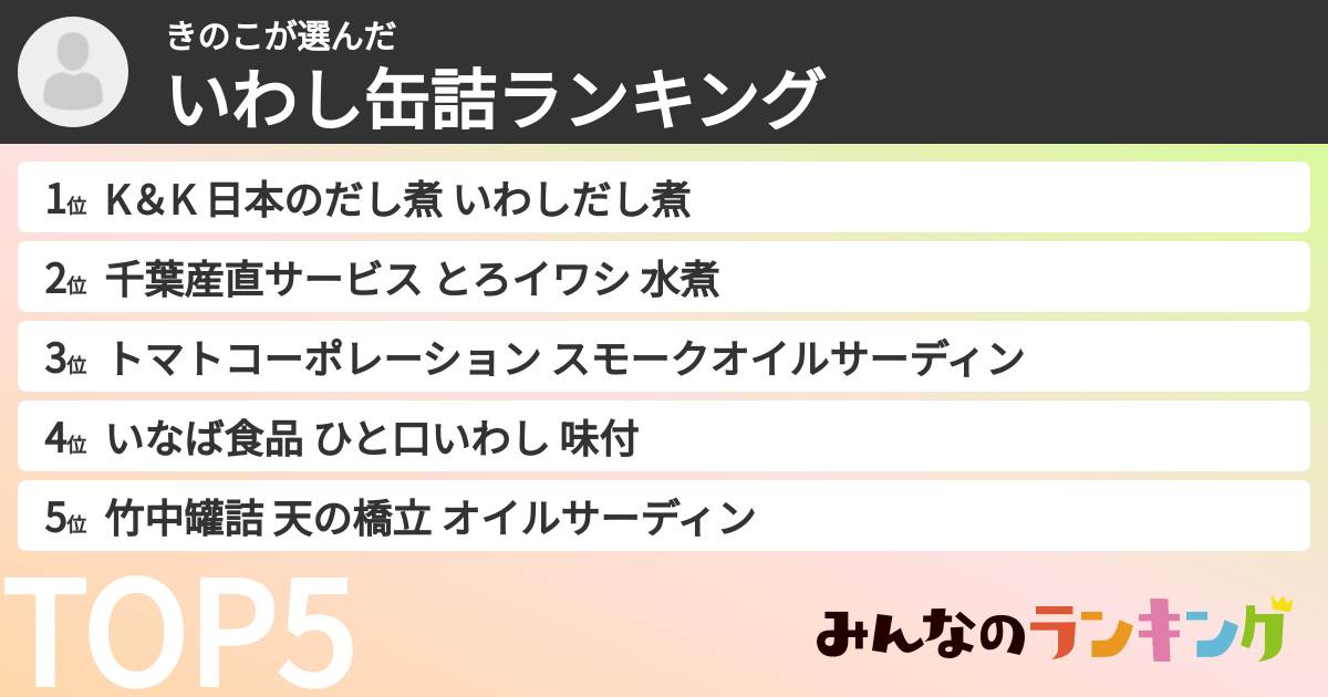 きのこさんの「いわし缶詰ランキング」
