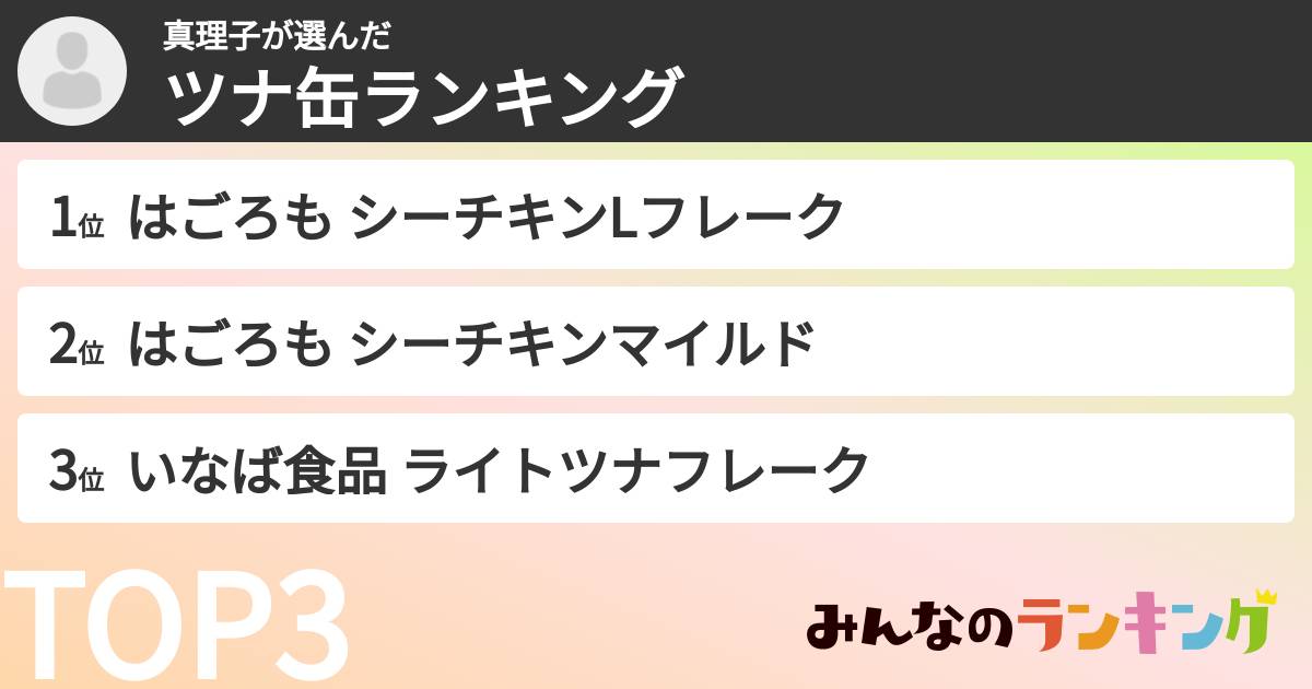 真理子さんの「ツナ缶ランキング」