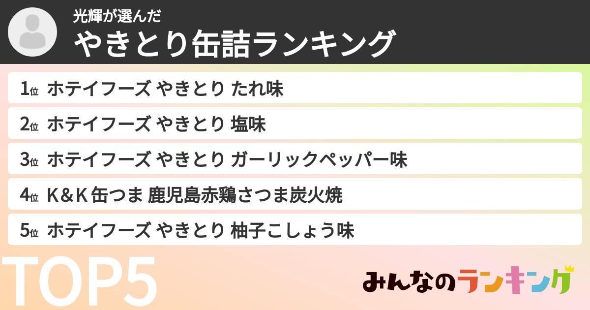 光輝さんの「やきとり缶詰ランキング」