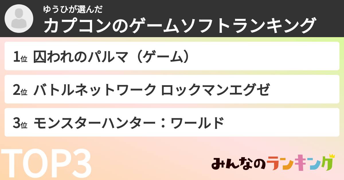 ゆうひさんの「カプコンのゲームソフトランキング」