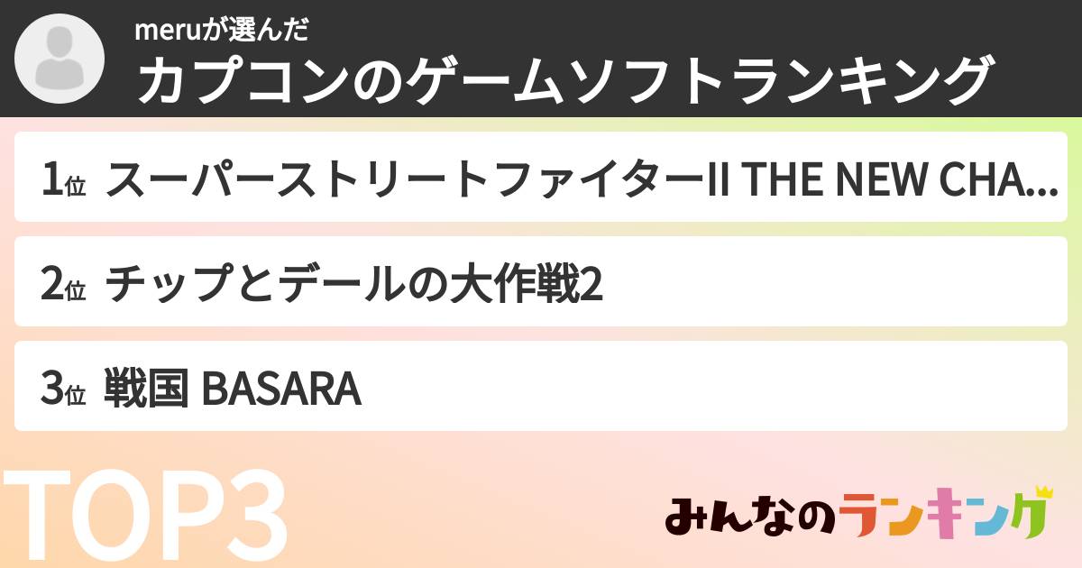 meruさんの「カプコンのゲームソフトランキング」