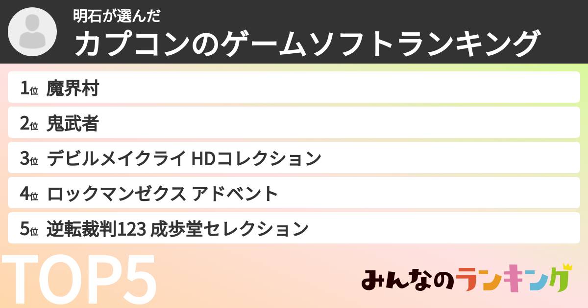 明石さんの「カプコンのゲームソフトランキング」