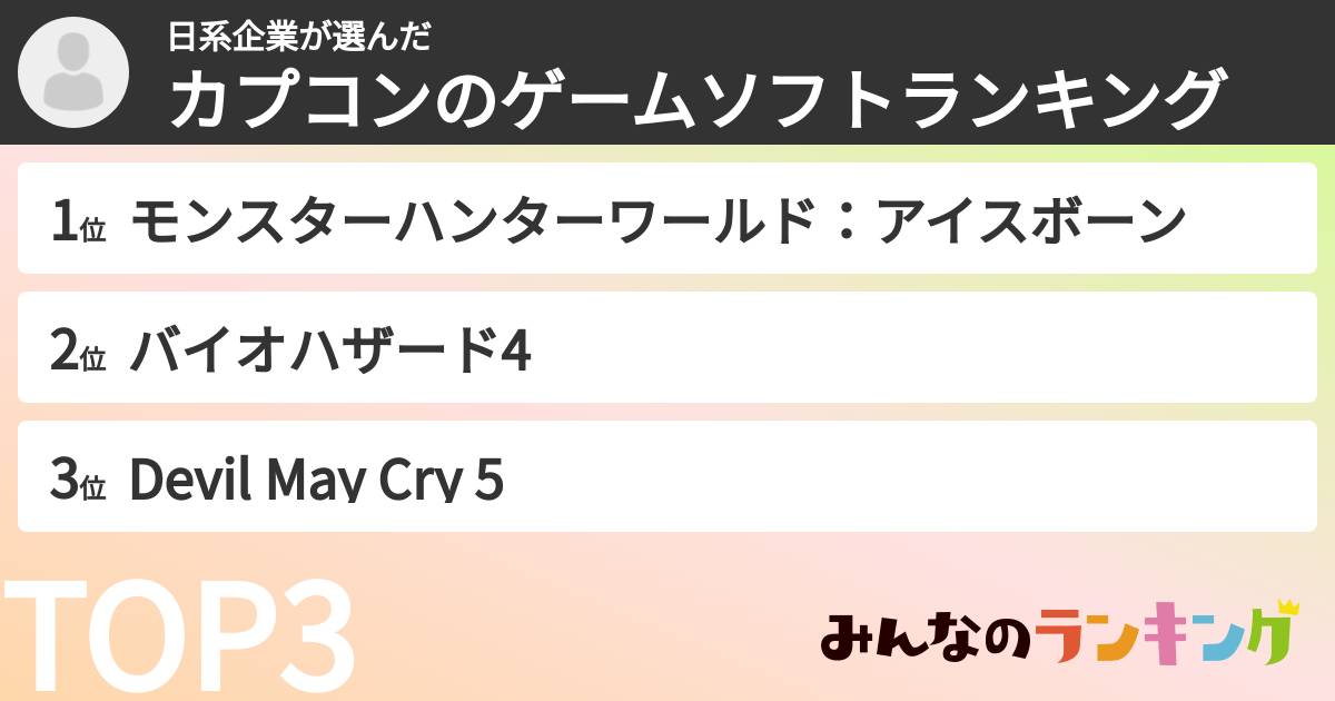 日系企業さんの「カプコンのゲームソフトランキング」