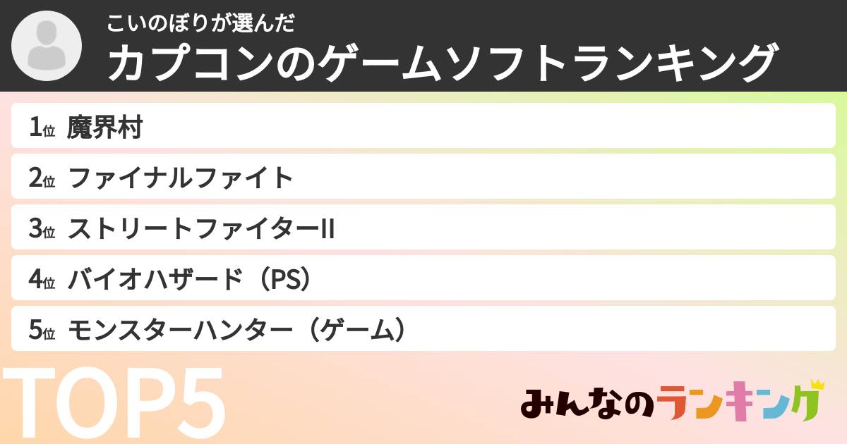 こいのぼりさんの「カプコンのゲームソフトランキング」