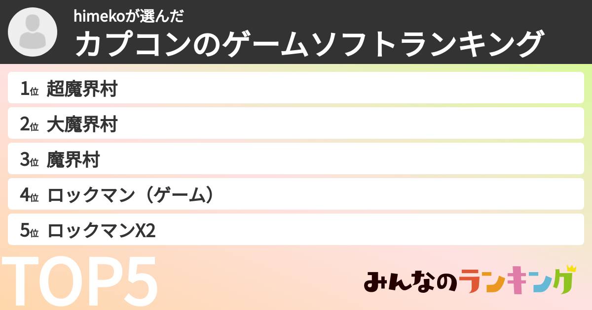 himekoさんの「カプコンのゲームソフトランキング」