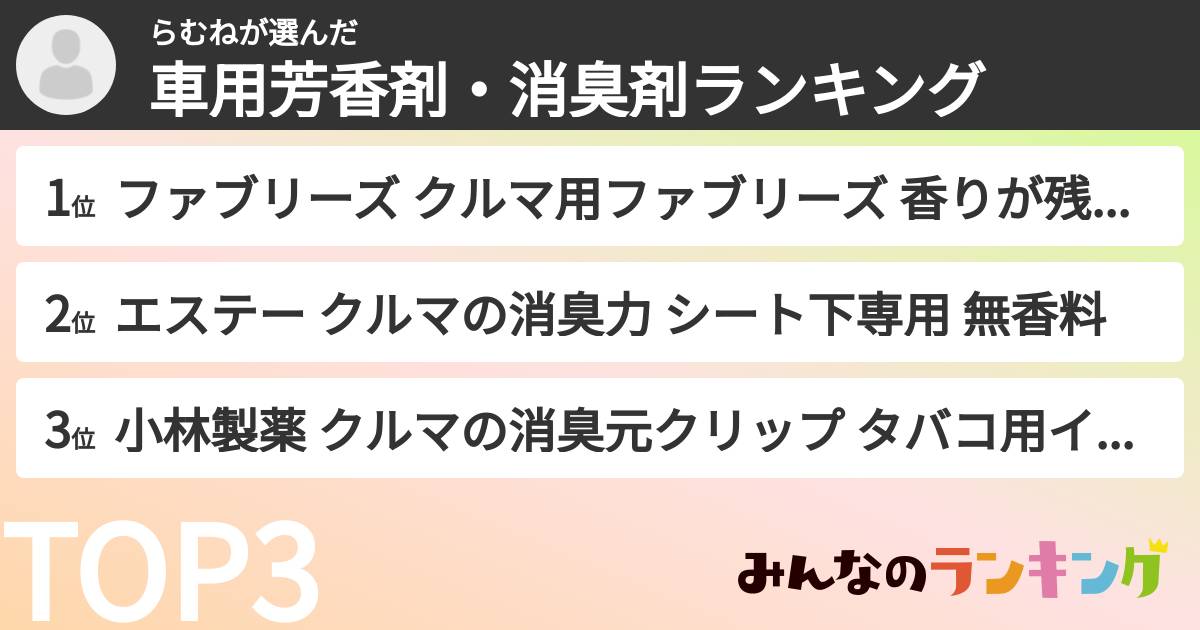 らむねさんの「車用芳香剤・消臭剤ランキング」
