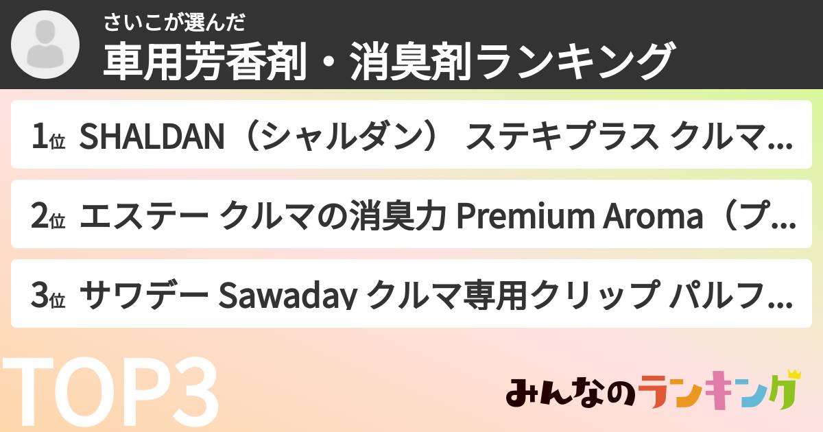 さいこさんの「車用芳香剤・消臭剤ランキング」