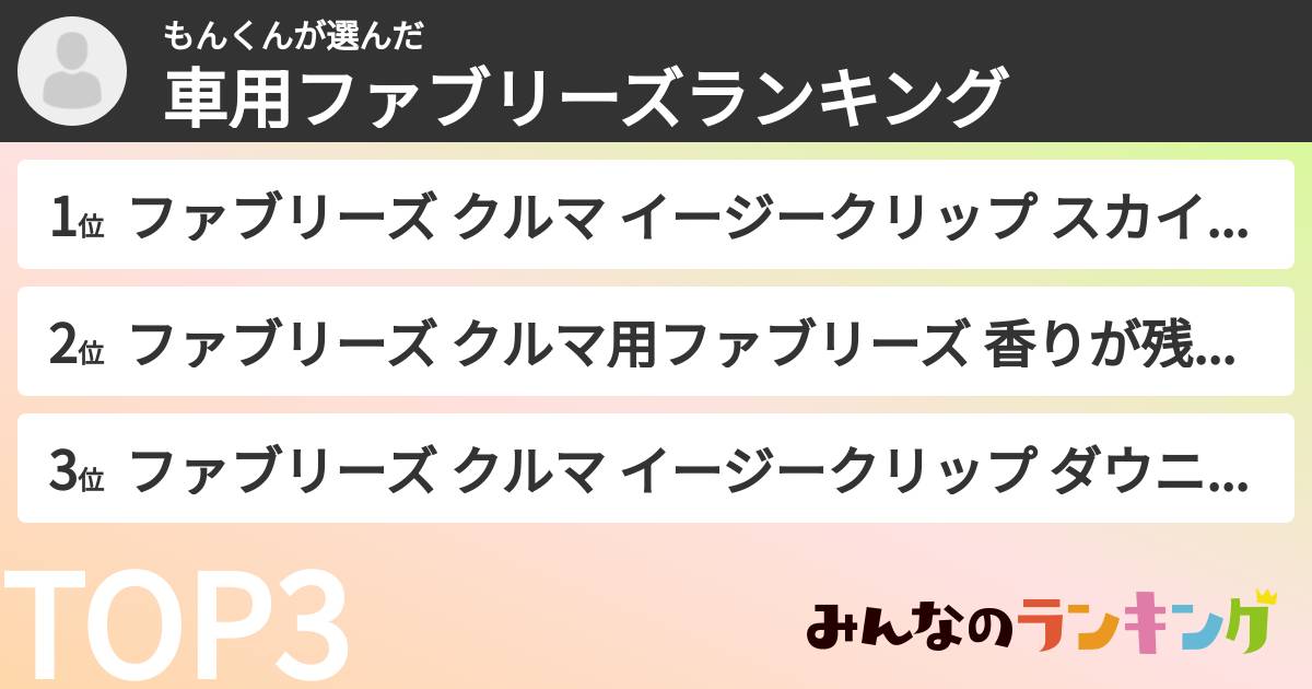 もんくんさんの「車用ファブリーズランキング」
