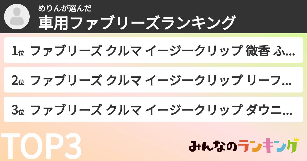 めりんさんの「車用ファブリーズランキング」