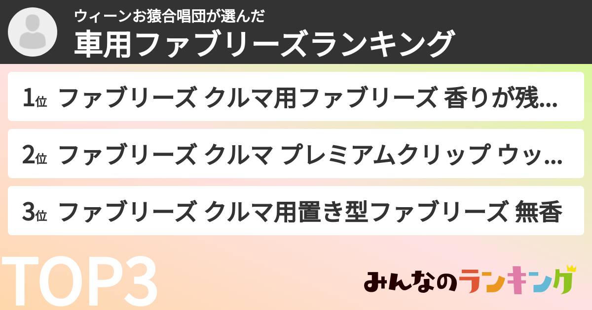 ウィーンお猿合唱団さんの「車用ファブリーズランキング」