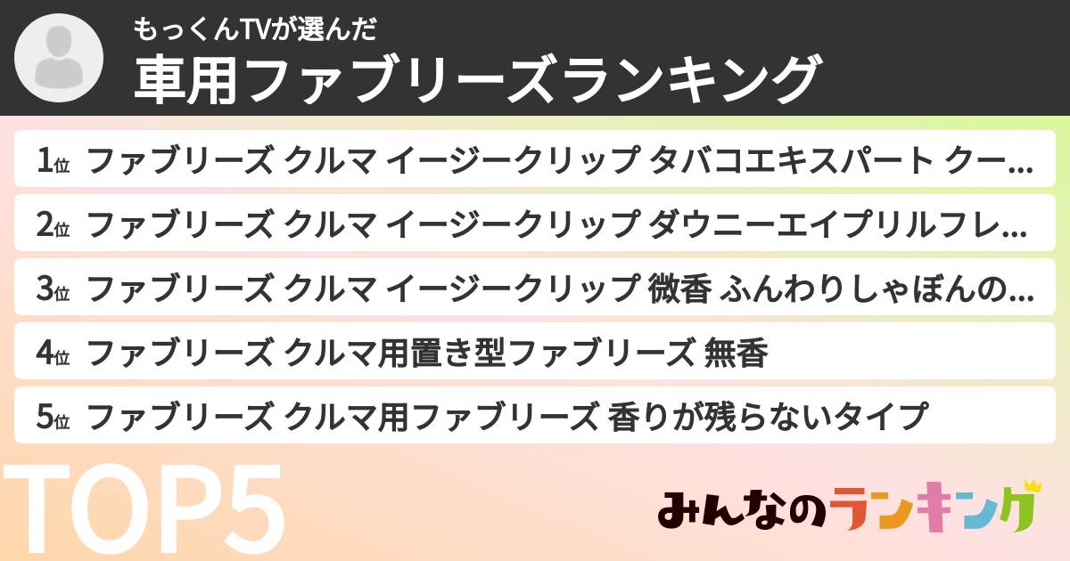もっくんTVさんの「車用ファブリーズランキング」