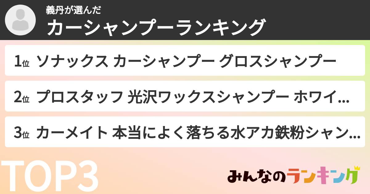 義丹さんの「カーシャンプーランキング」