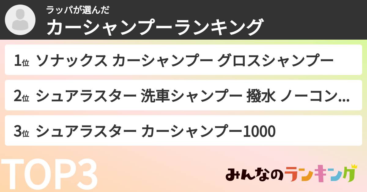 ラッパさんの「カーシャンプーランキング」