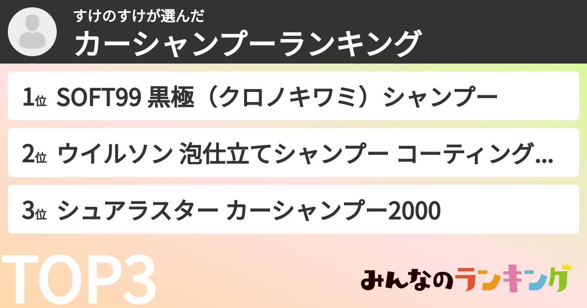 すけのすけさんの「カーシャンプーランキング」
