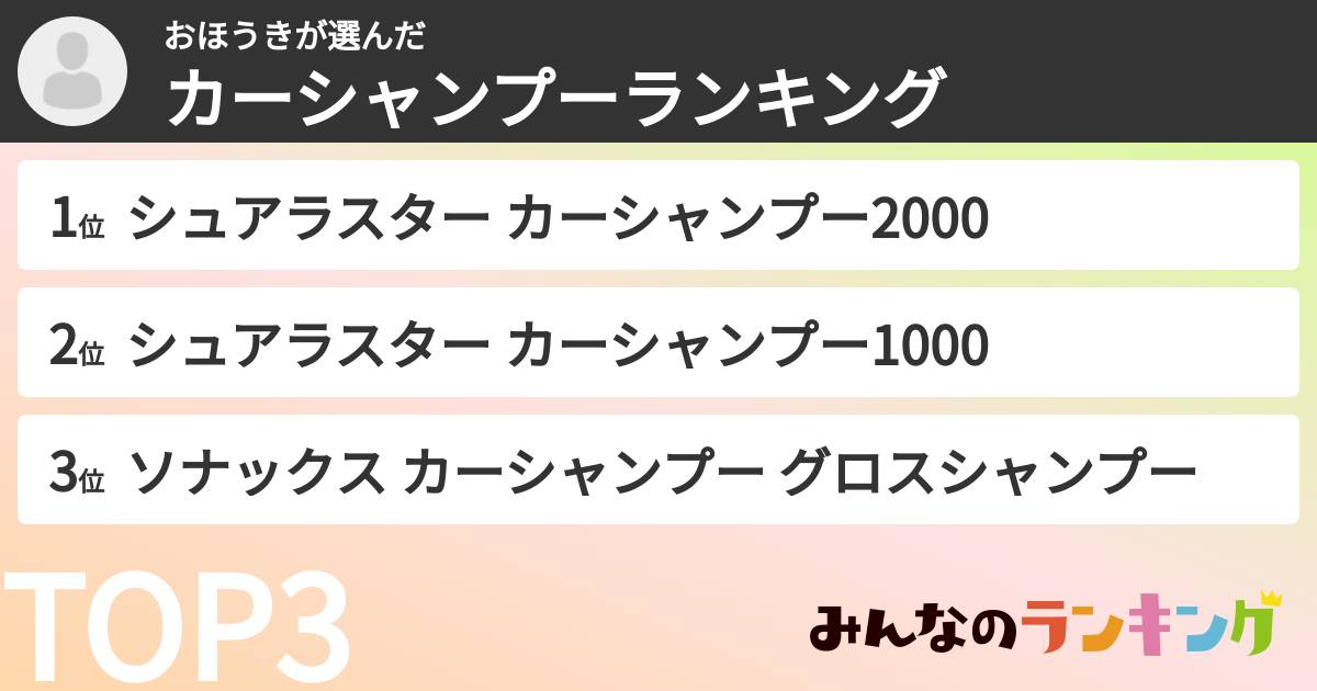 おほうきさんの「カーシャンプーランキング」