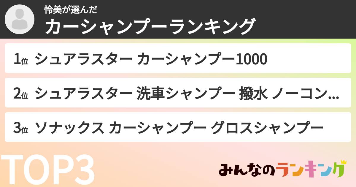 怜美さんの「カーシャンプーランキング」