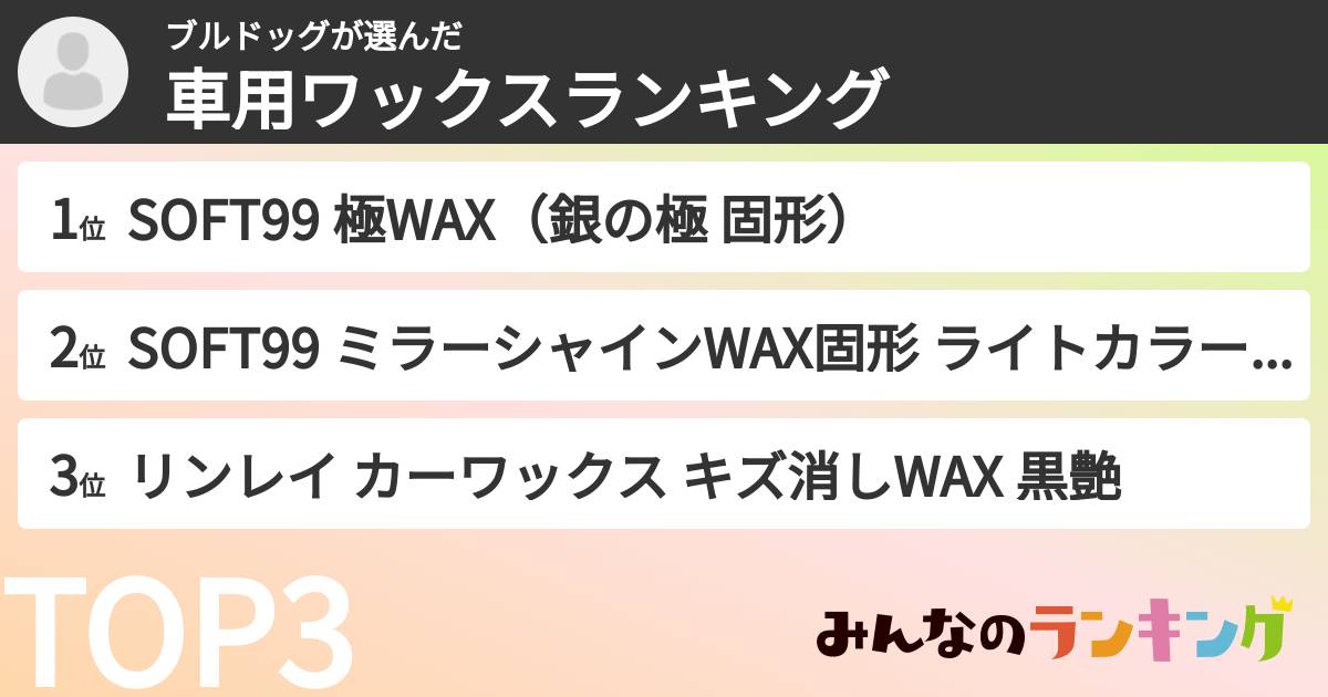 ブルドッグさんの「車用ワックスランキング」