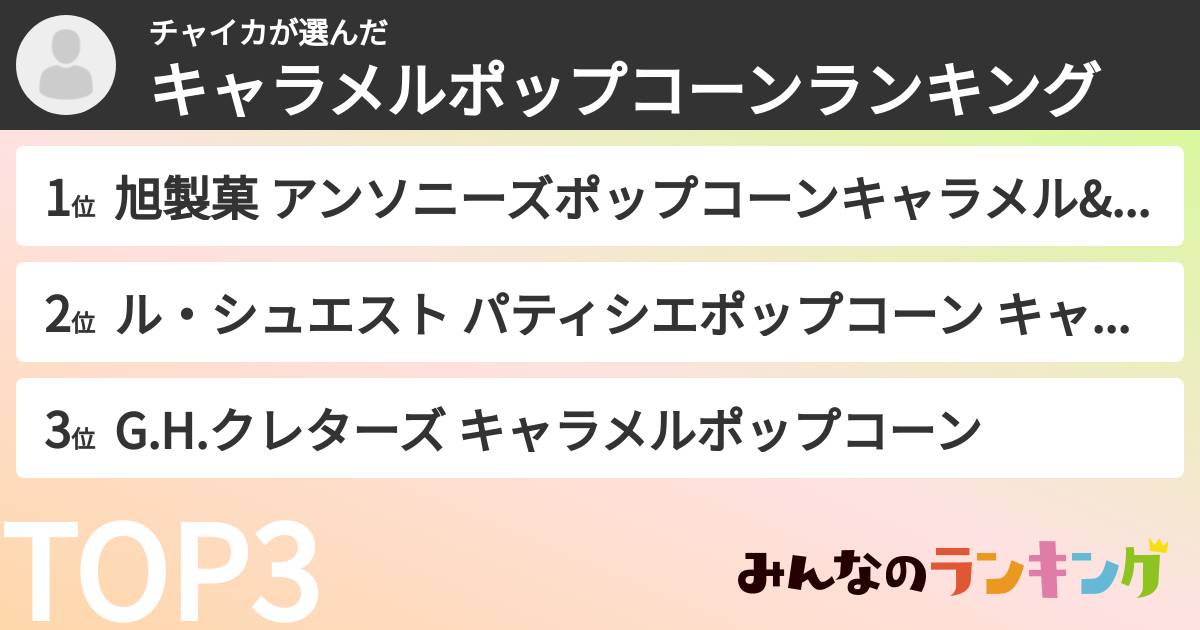 チャイカさんの「キャラメルポップコーンランキング」