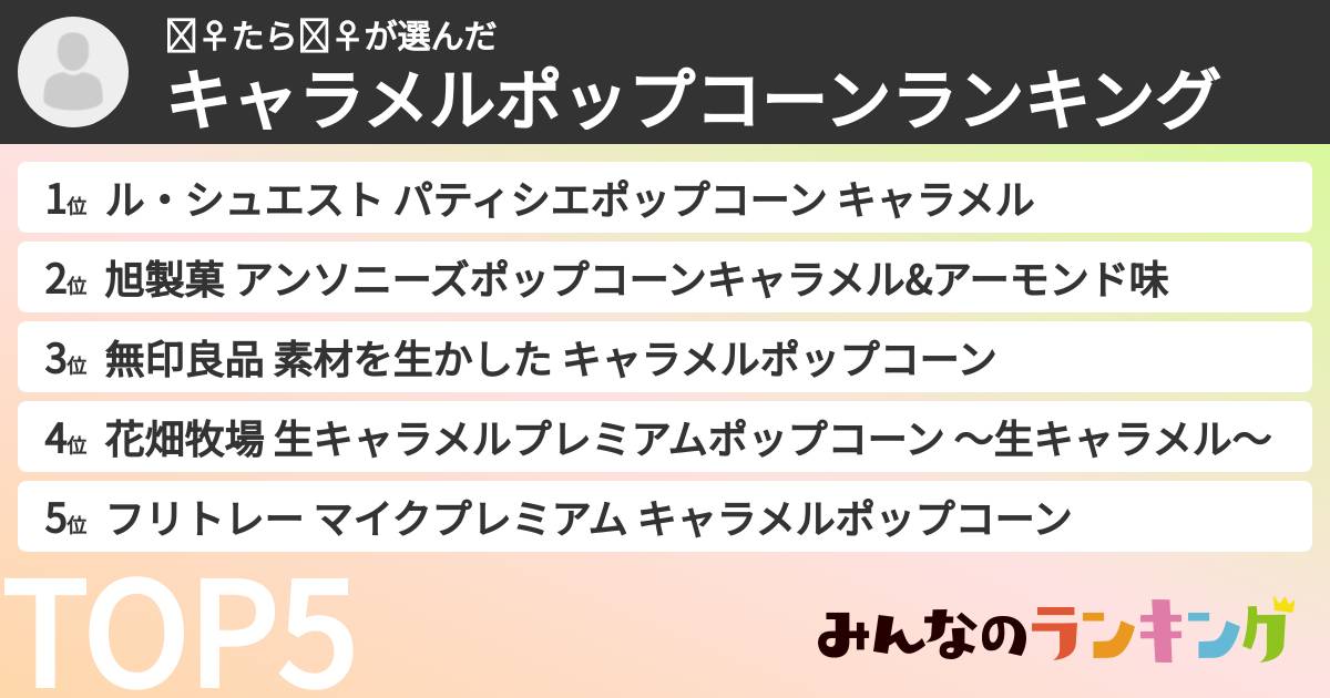 🧞‍♀️たら🧞‍♀️さんの「キャラメルポップコーンランキング」