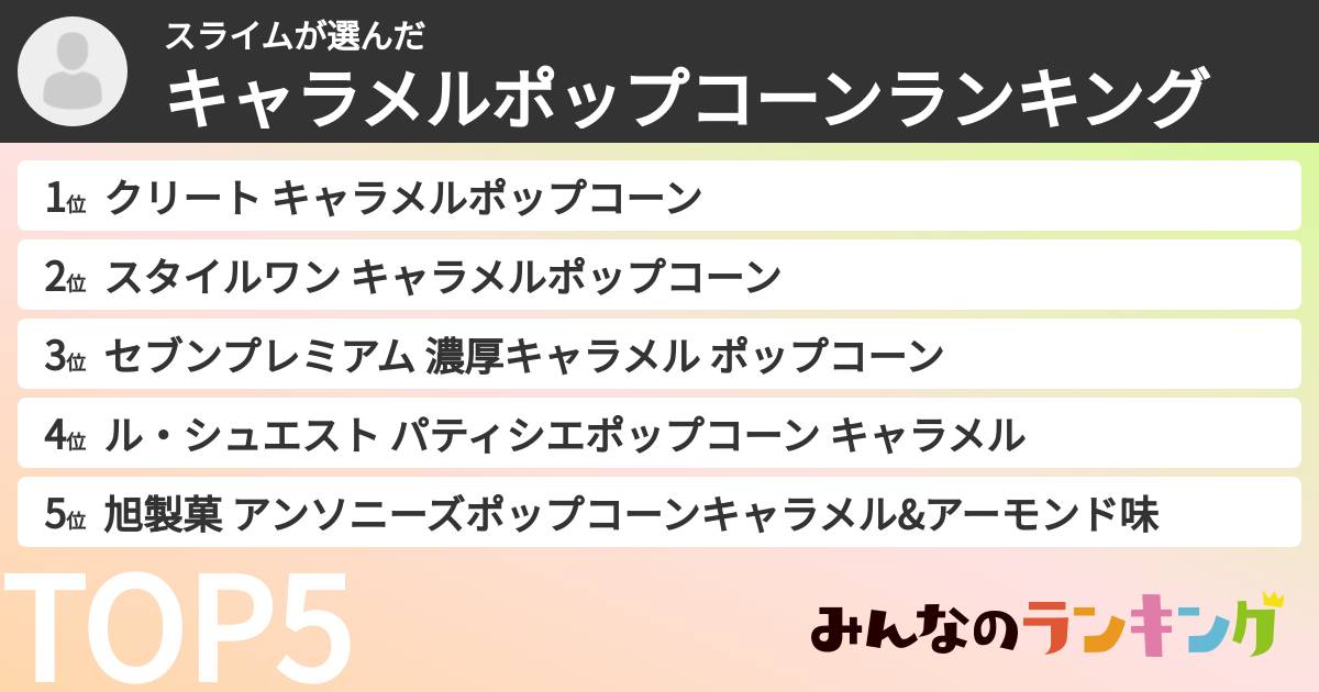 スライムさんの「キャラメルポップコーンランキング」