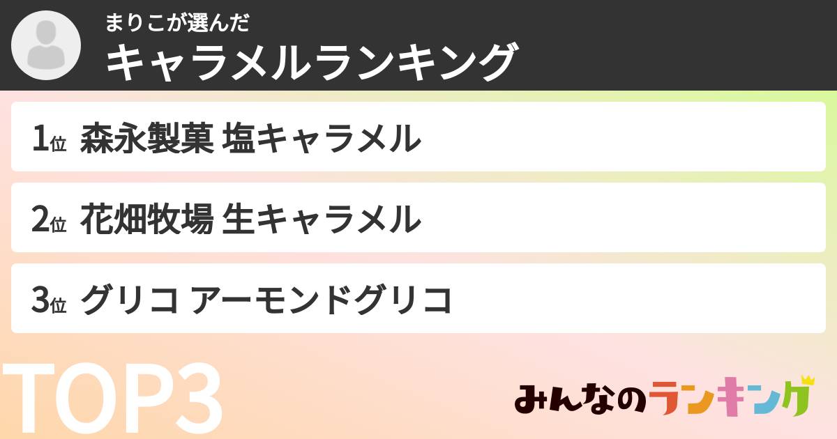 まりこさんの「キャラメルランキング」