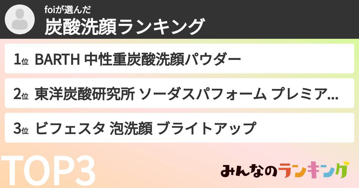 foiさんの「炭酸洗顔ランキング」