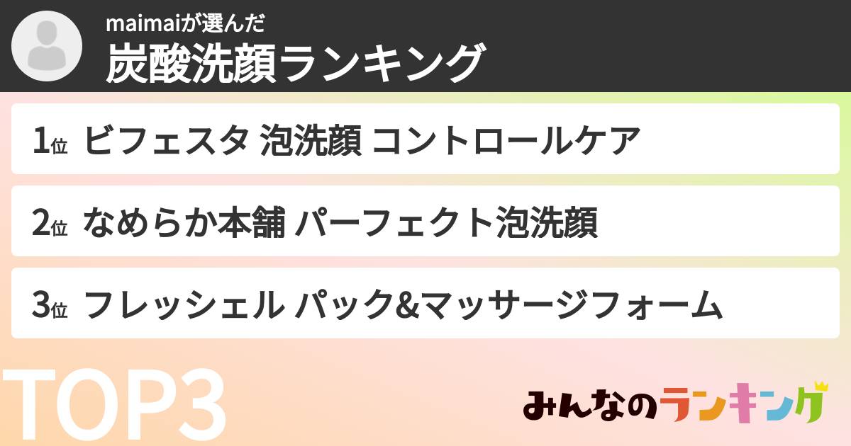 maimaiさんの「炭酸洗顔ランキング」