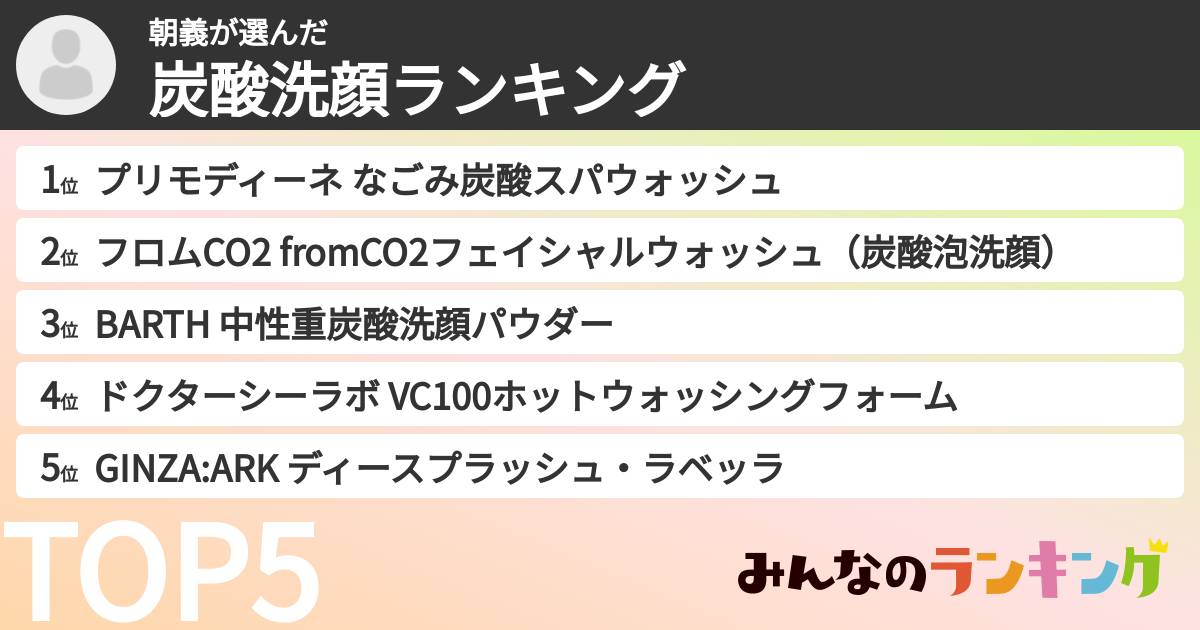 朝義さんの「炭酸洗顔ランキング」