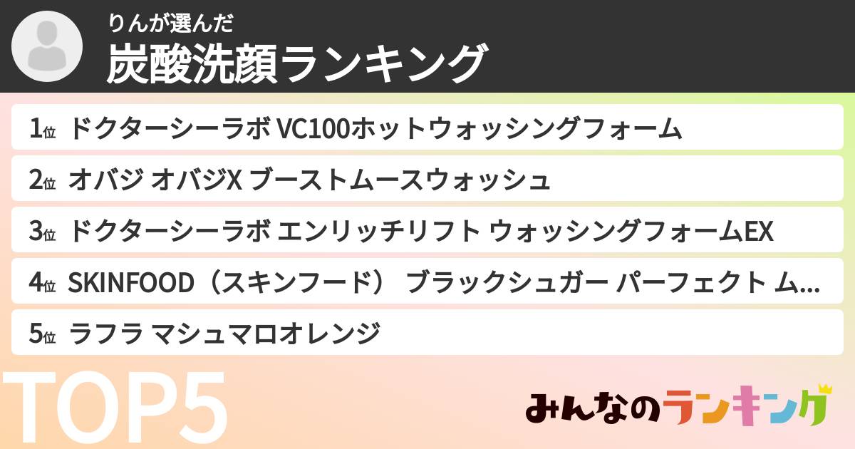 りんさんの「炭酸洗顔ランキング」