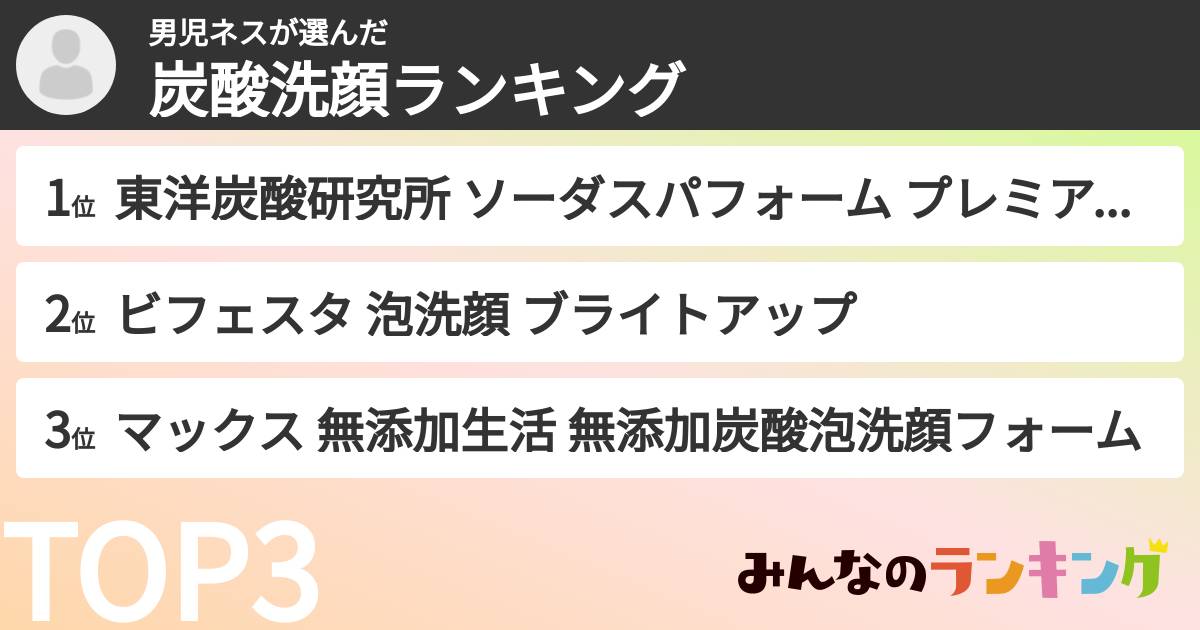 男児ネスさんの「炭酸洗顔ランキング」