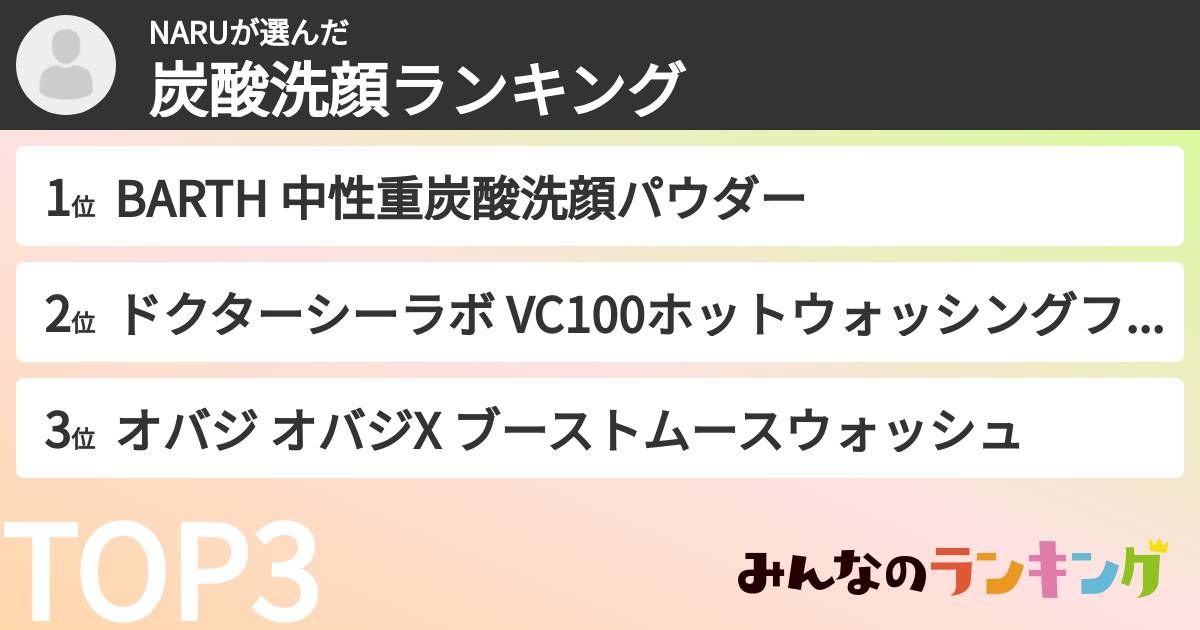 NARUさんの「炭酸洗顔ランキング」