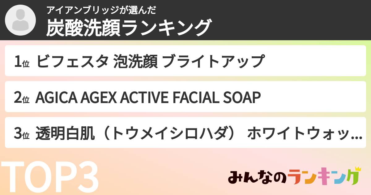 アイアンブリッジさんの「炭酸洗顔ランキング」