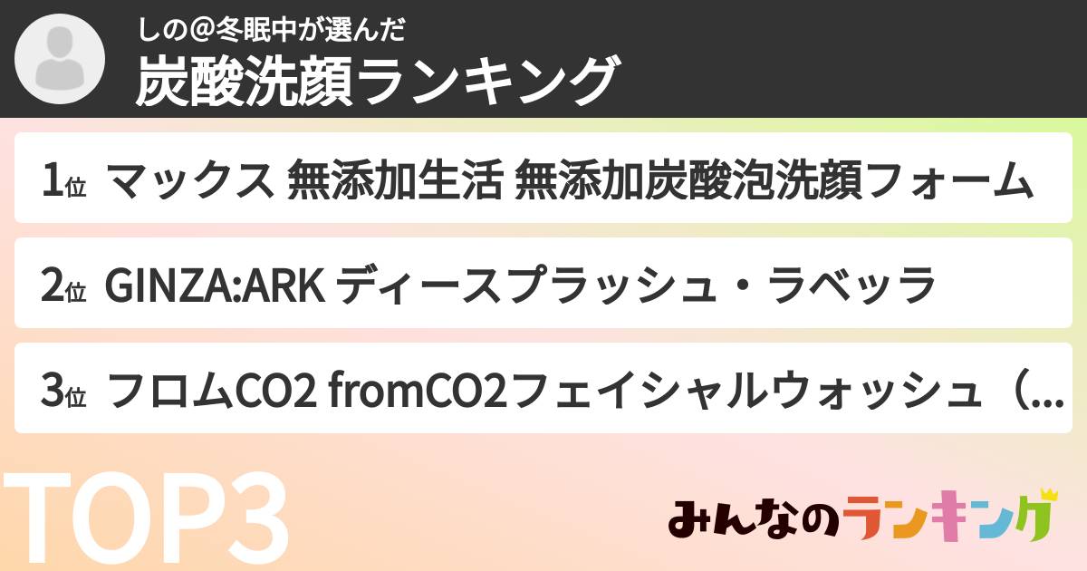 しの＠冬眠中さんの「炭酸洗顔ランキング」