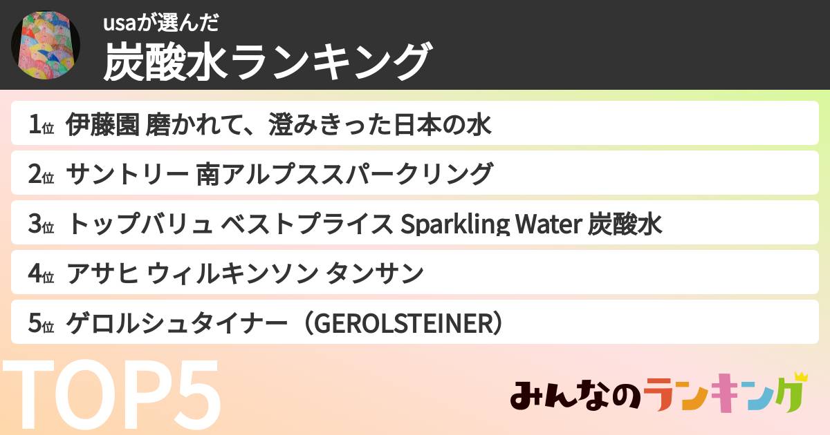 usaさんの「炭酸水ランキング」