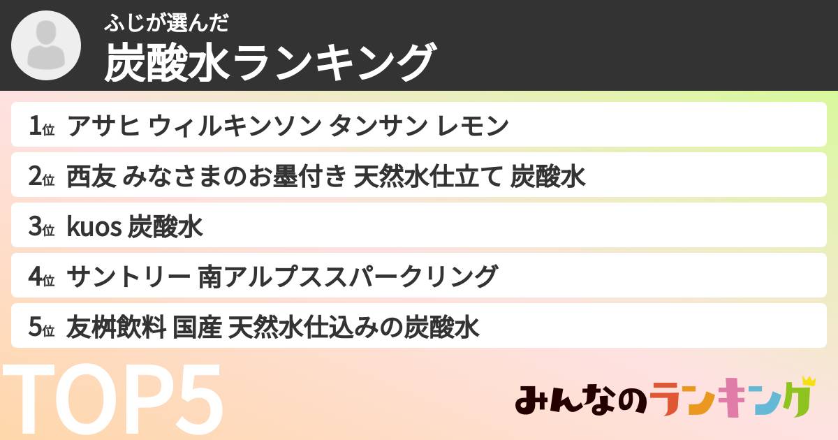 ふじさんの「炭酸水ランキング」