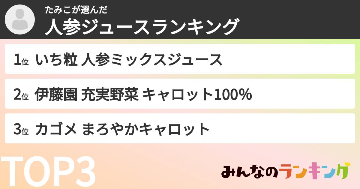 たみこさんの「人参ジュースランキング」