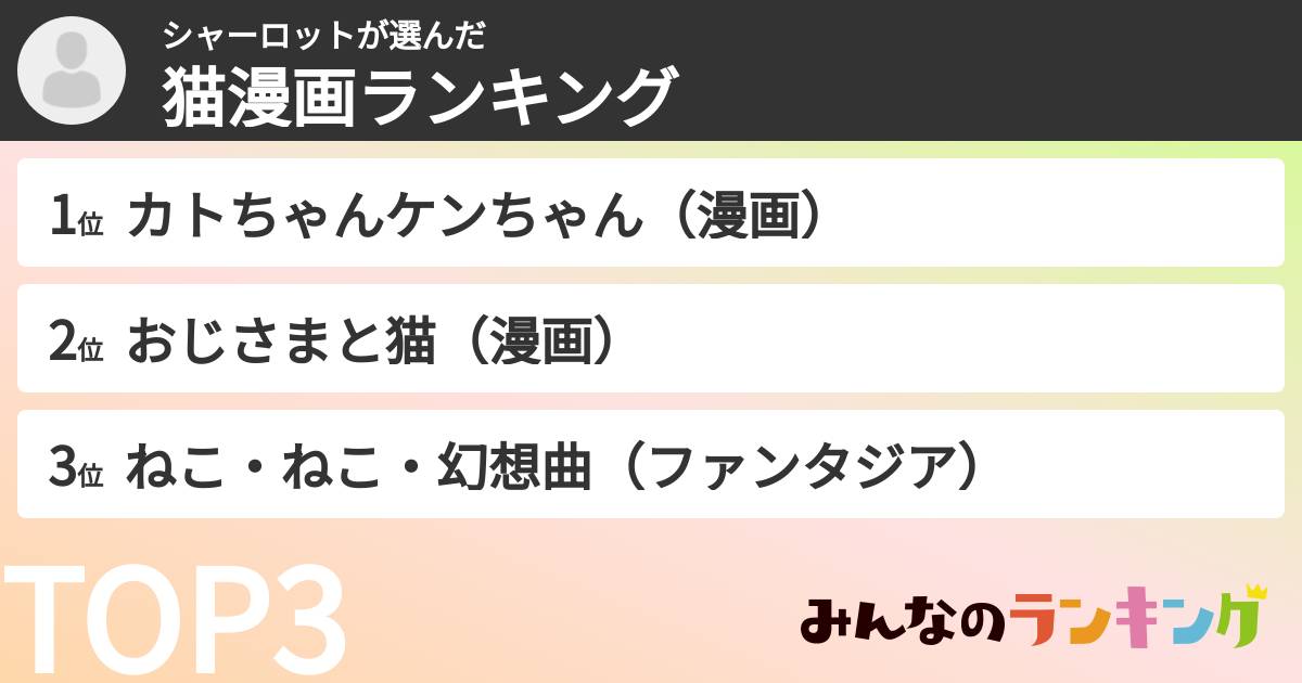 シャーロットさんの「猫漫画ランキング」