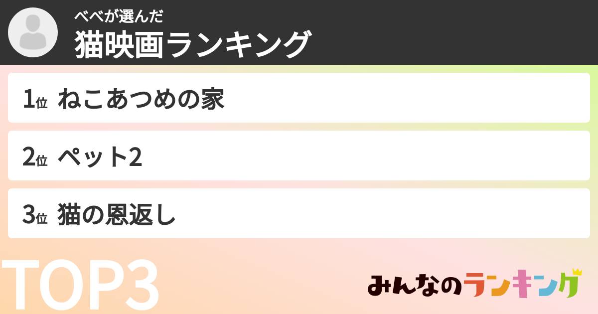 べべさんの「猫映画ランキング」