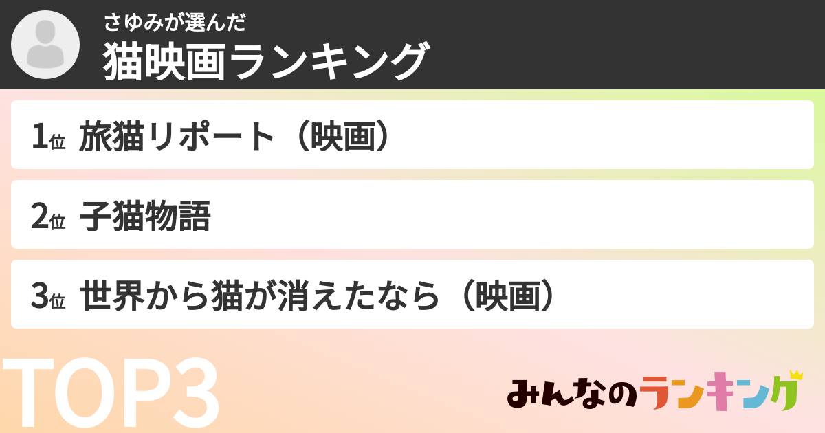 さゆみさんの「猫映画ランキング」