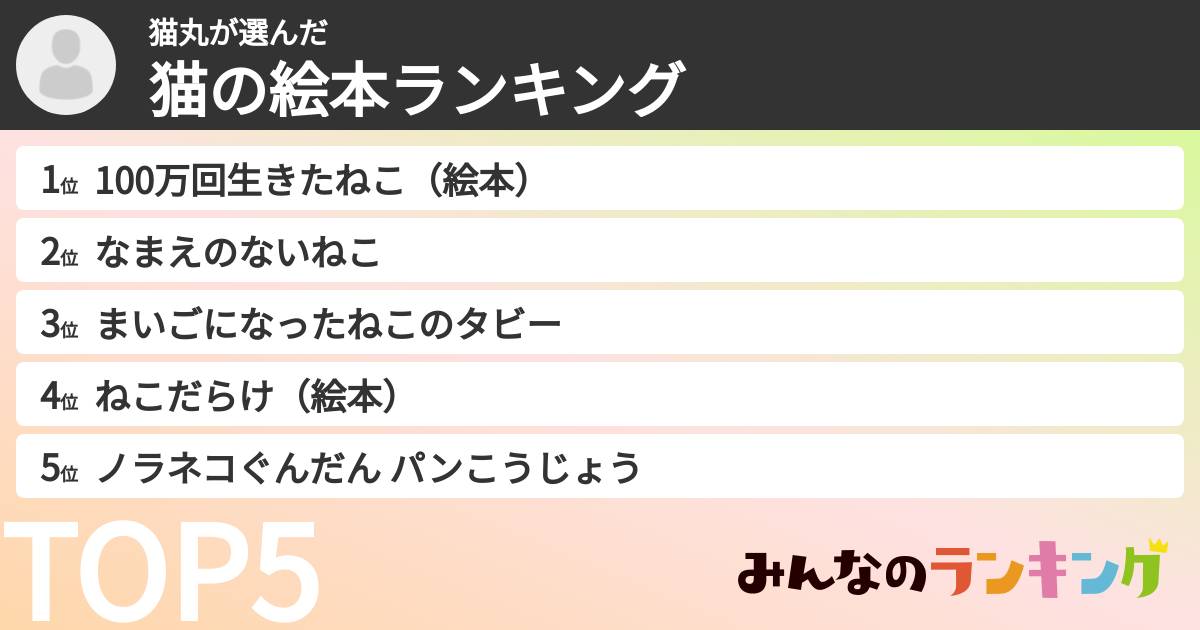 猫丸さんの「猫の絵本ランキング」