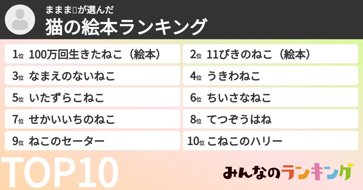 ままま🥚さんの「猫の絵本ランキング」