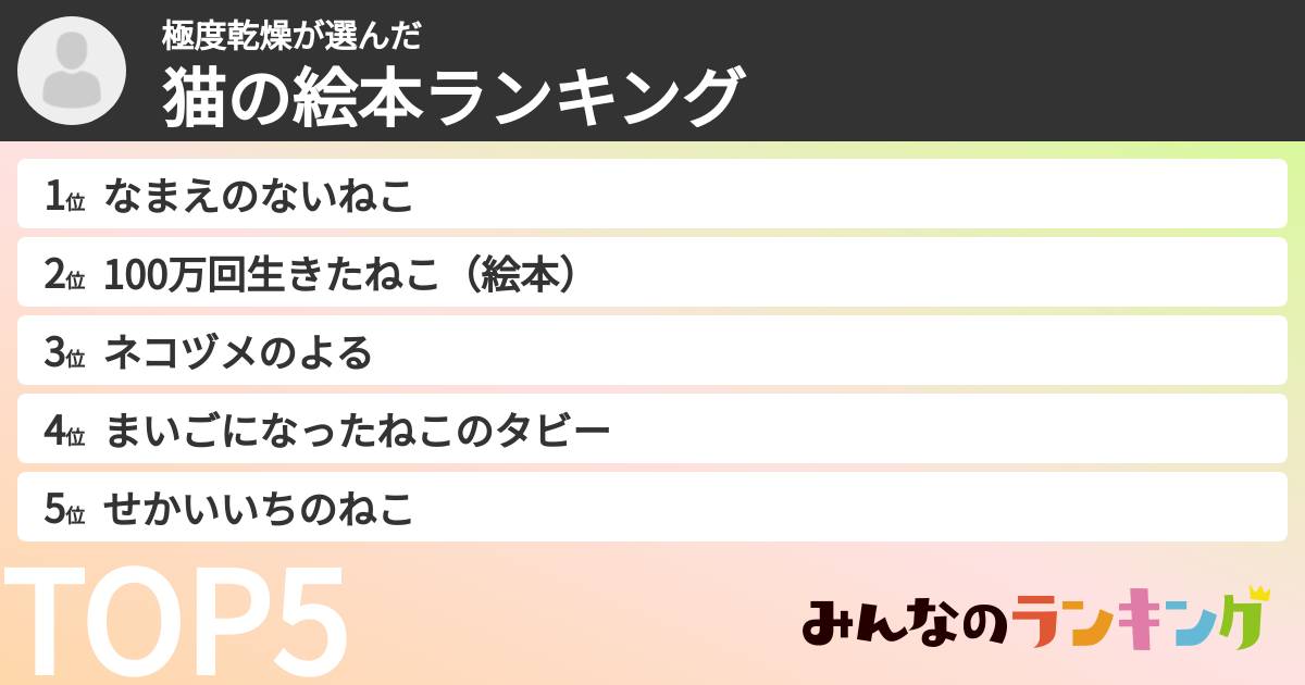 極度乾燥さんの「猫の絵本ランキング」
