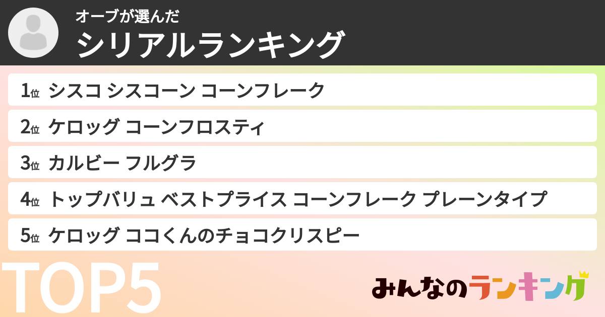 オーブさんの「シリアルランキング」