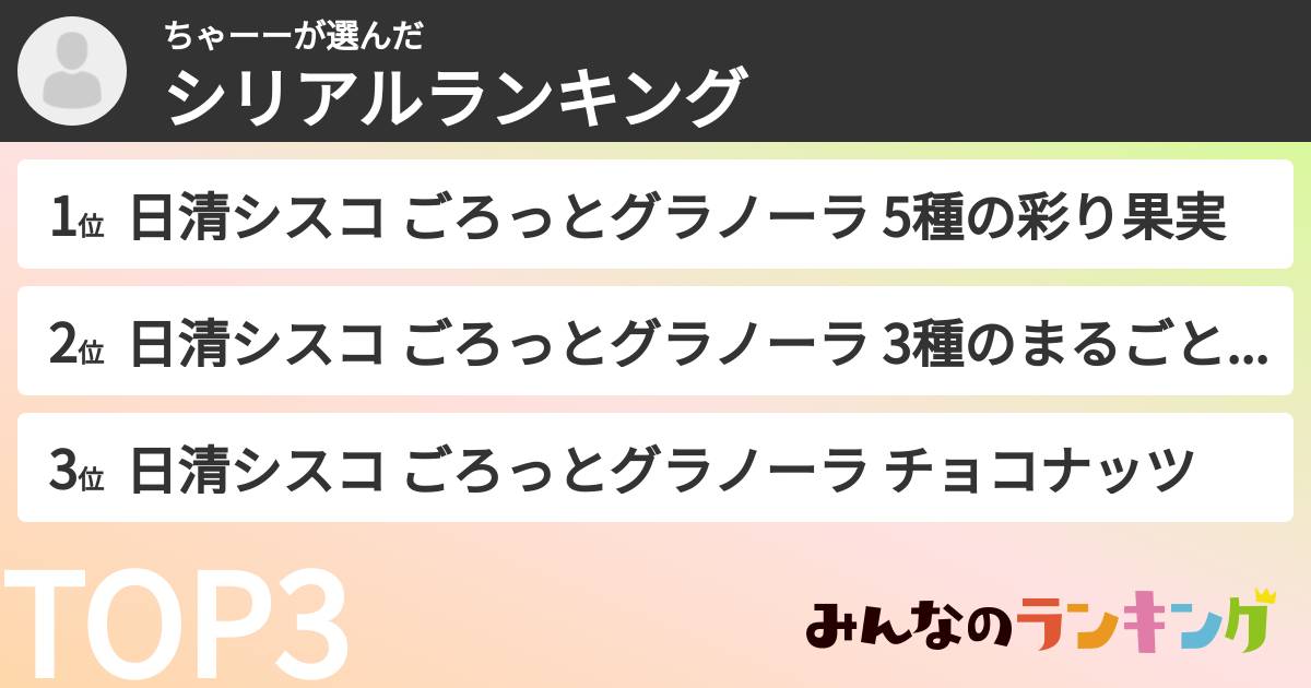 ちゃーーさんの「シリアルランキング」