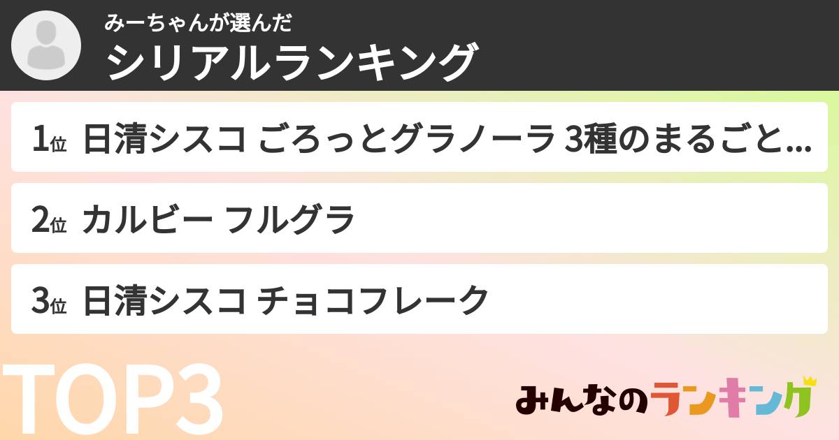 みーちゃんさんの「シリアルランキング」