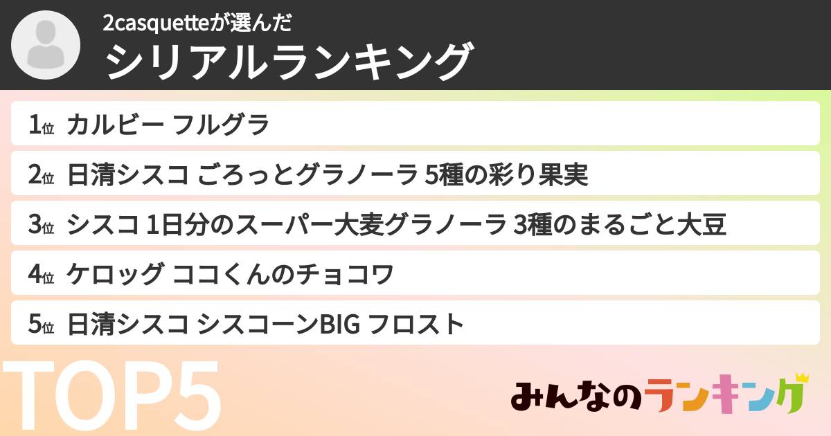 2casquetteさんの「シリアルランキング」